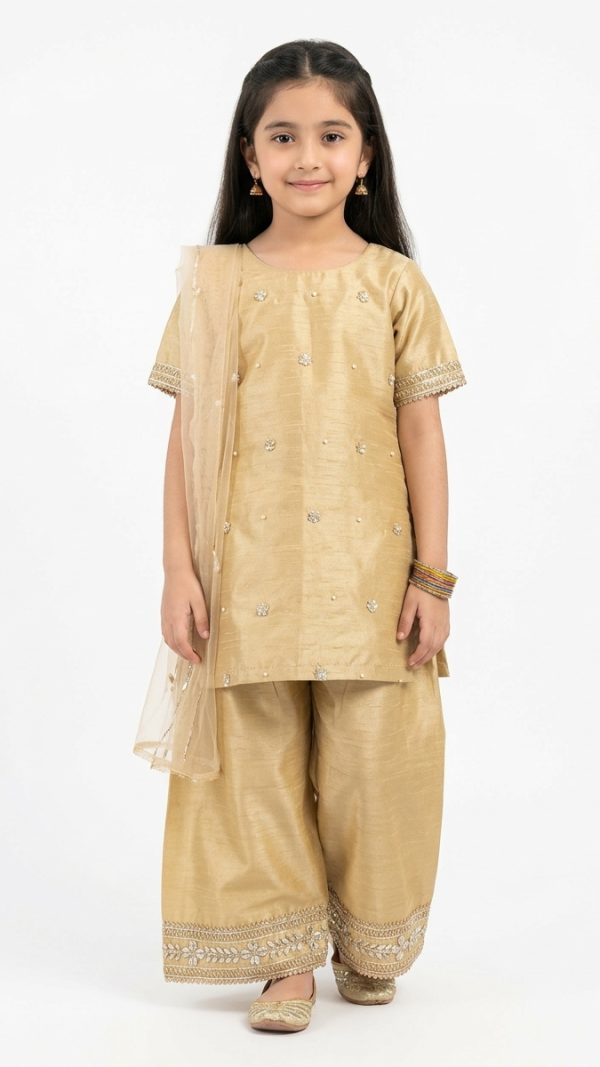 Anarkali Farshi Golden - 3Pc